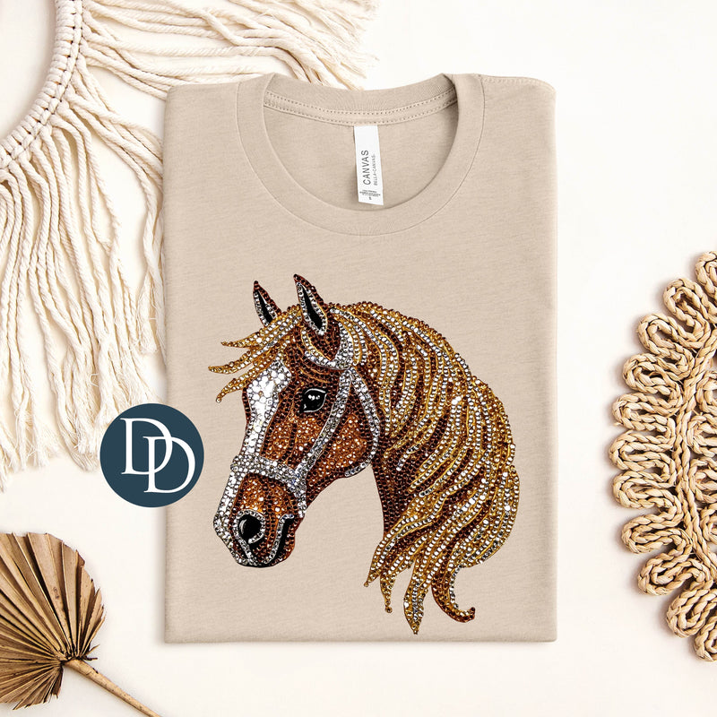 Faux Rhinestone Horse Profile *DTF Transfer*