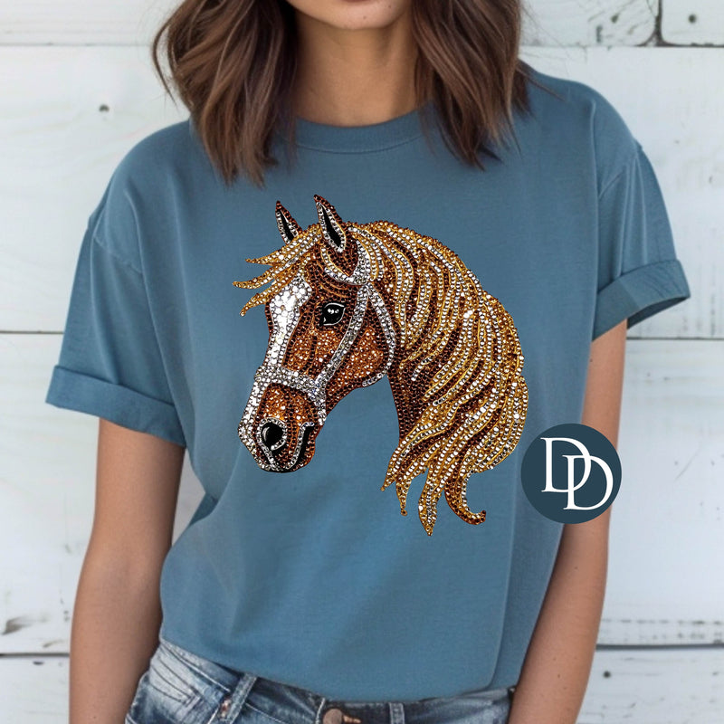 Faux Rhinestone Horse Profile *DTF Transfer*