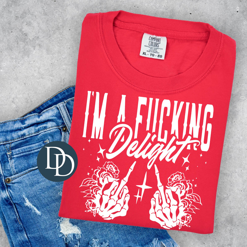 Fcking Delight Middle Finger Skelly Fingers *DTF Transfer*