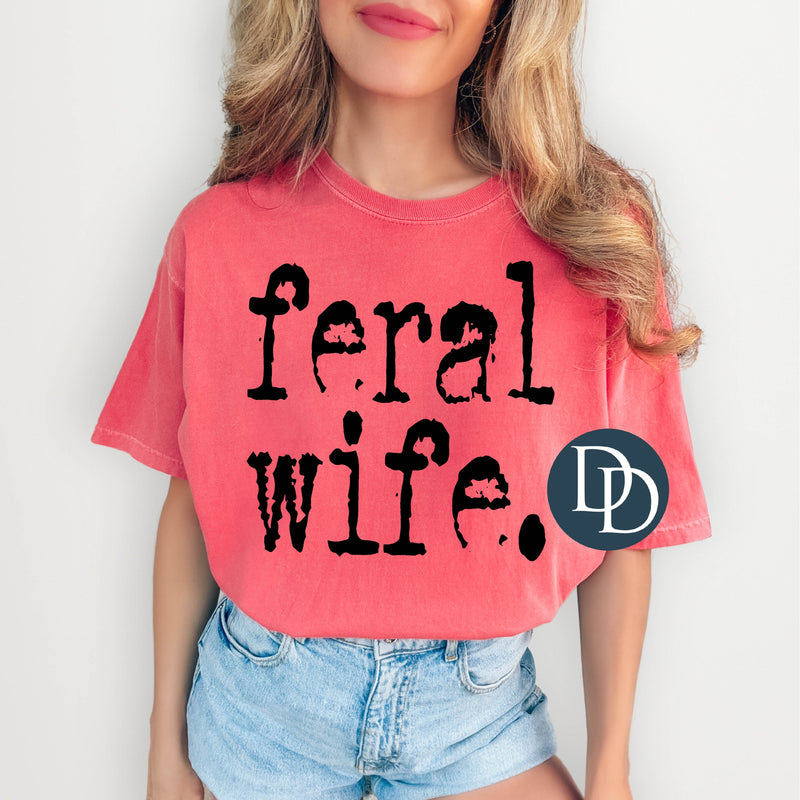 Feral Wife Typo Font (Black Ink) *Screen Print Transfer*