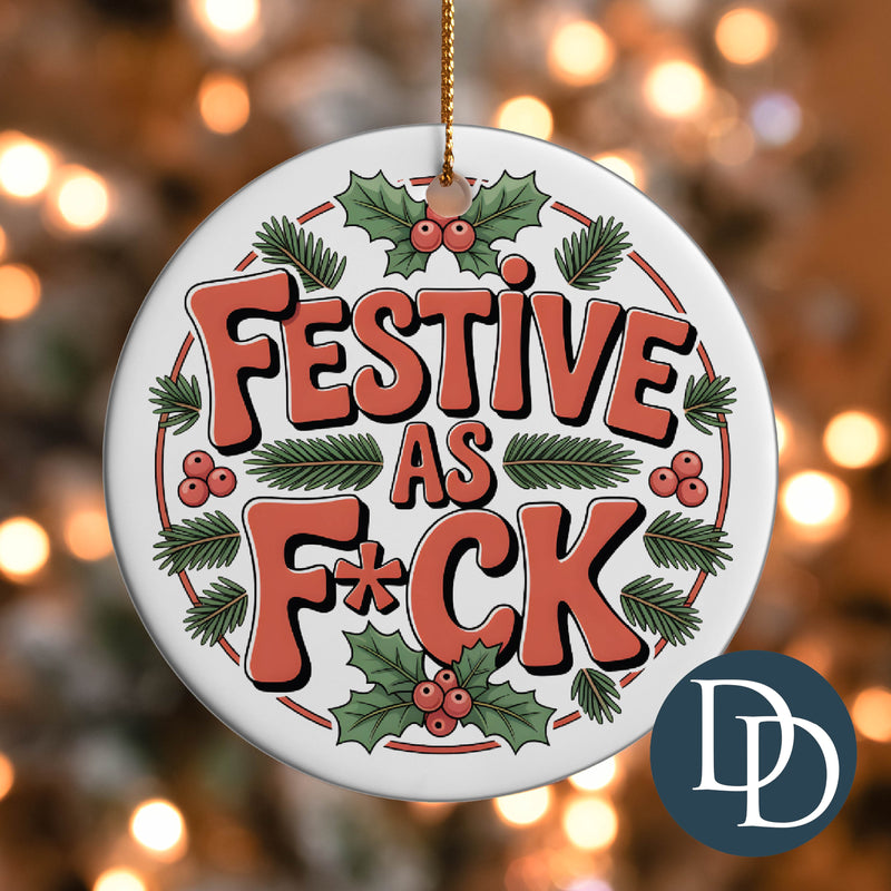 Festive As Fck *UV DTF Ornament Decal*