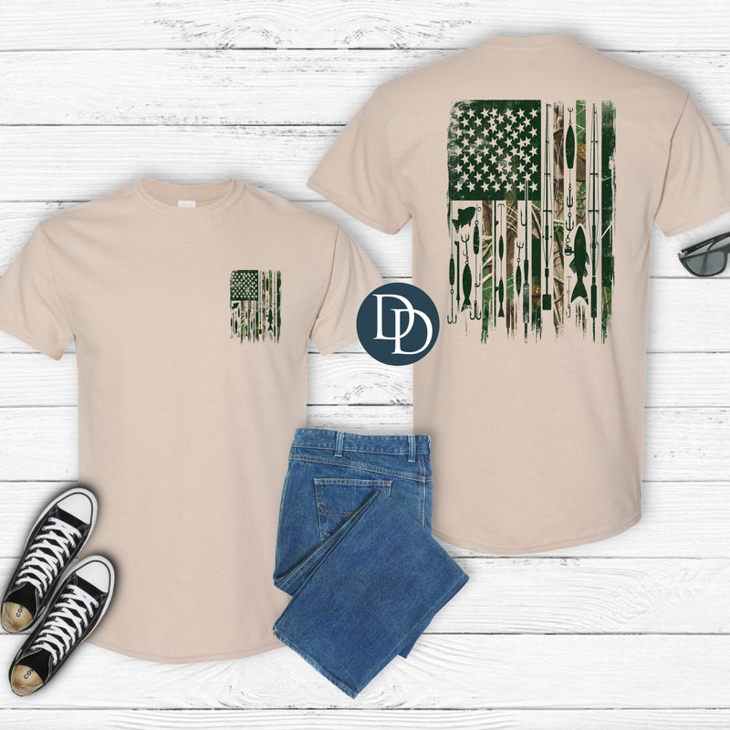 OVERSIZED Fishing Camo Flag with Pocket Accent *DTF Transfer*