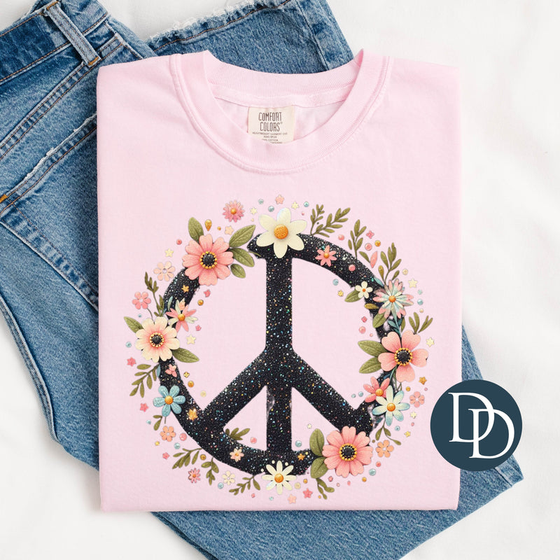 Floral Peace and Leaves *DTF Transfer*