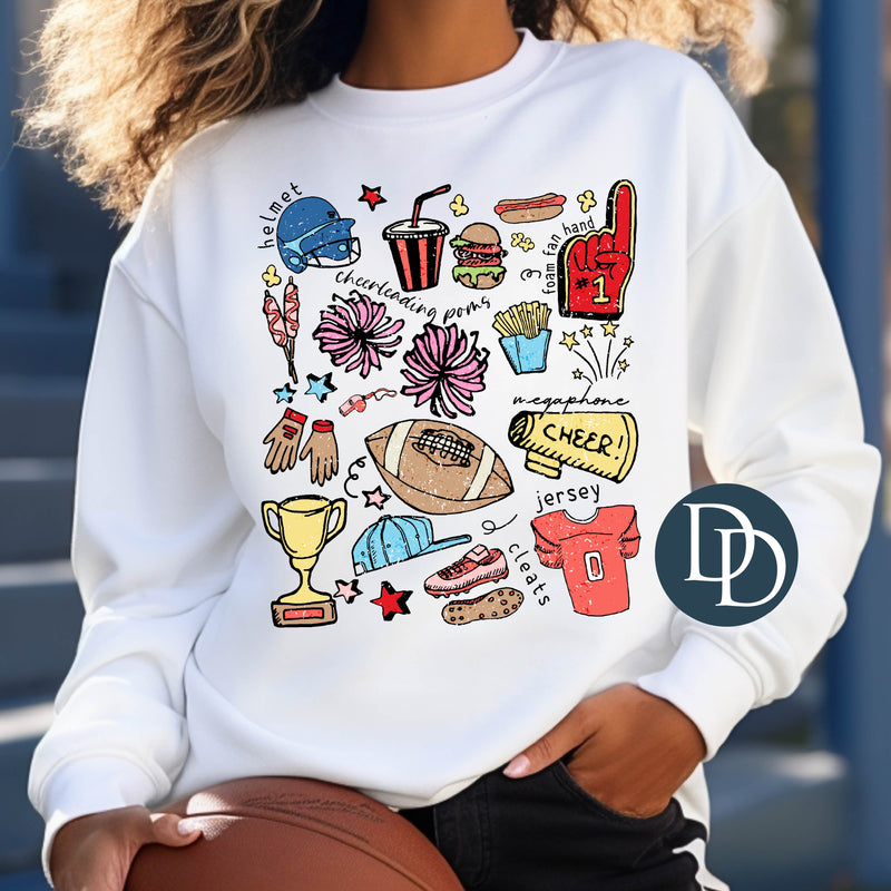 OVERSIZED Football Doodle Collage *DTF Transfer*