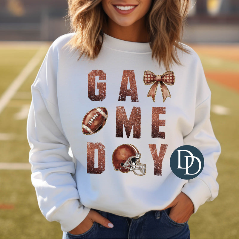 Football Gameday Faux Brown Glitter *DTF Transfer*