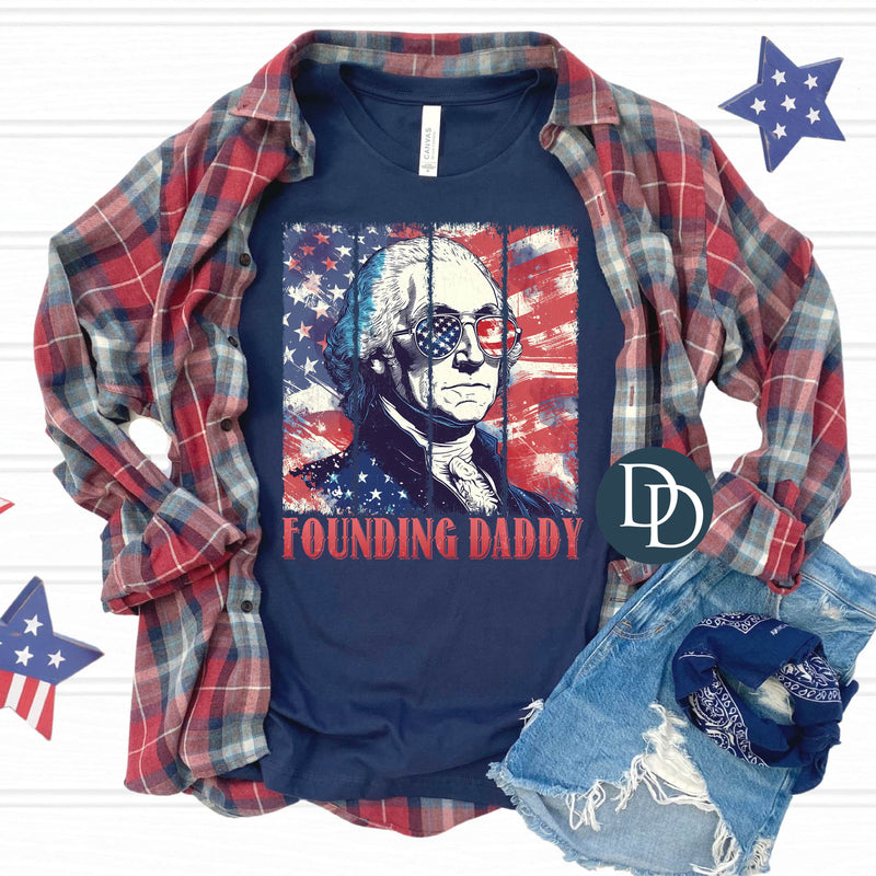 Founding Daddy Patriotic Flag Brush Strokes *DTF Transfer*