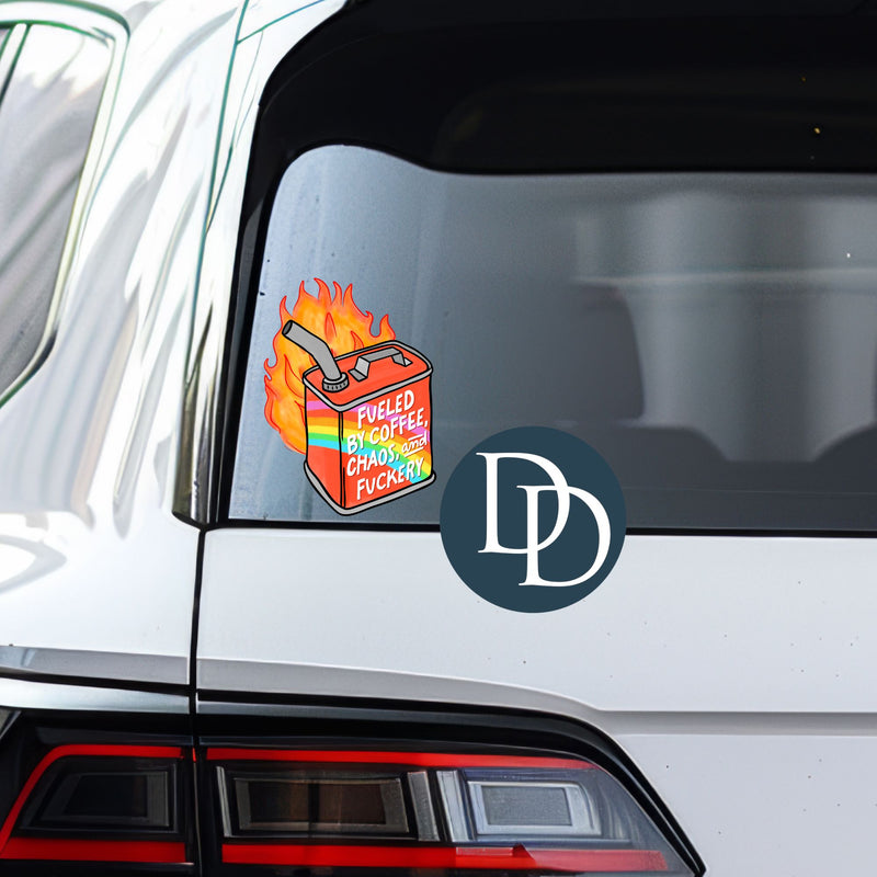 Fueled by Coffee Chaos and Fckery *UV DTF Decal*