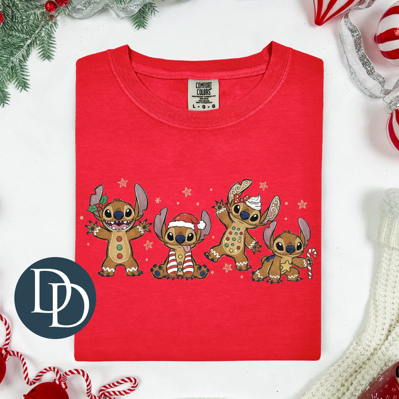 Gingerbread Blue Alien *DTF Transfer*