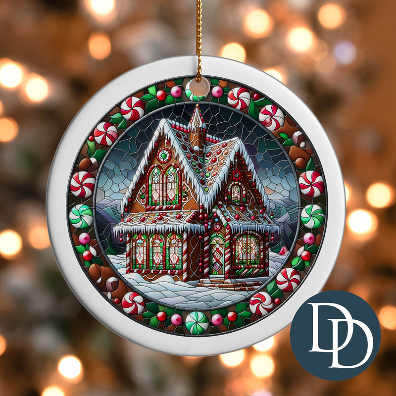 Gingerbread House Stained Glass *UV DTF Ornament Decal*