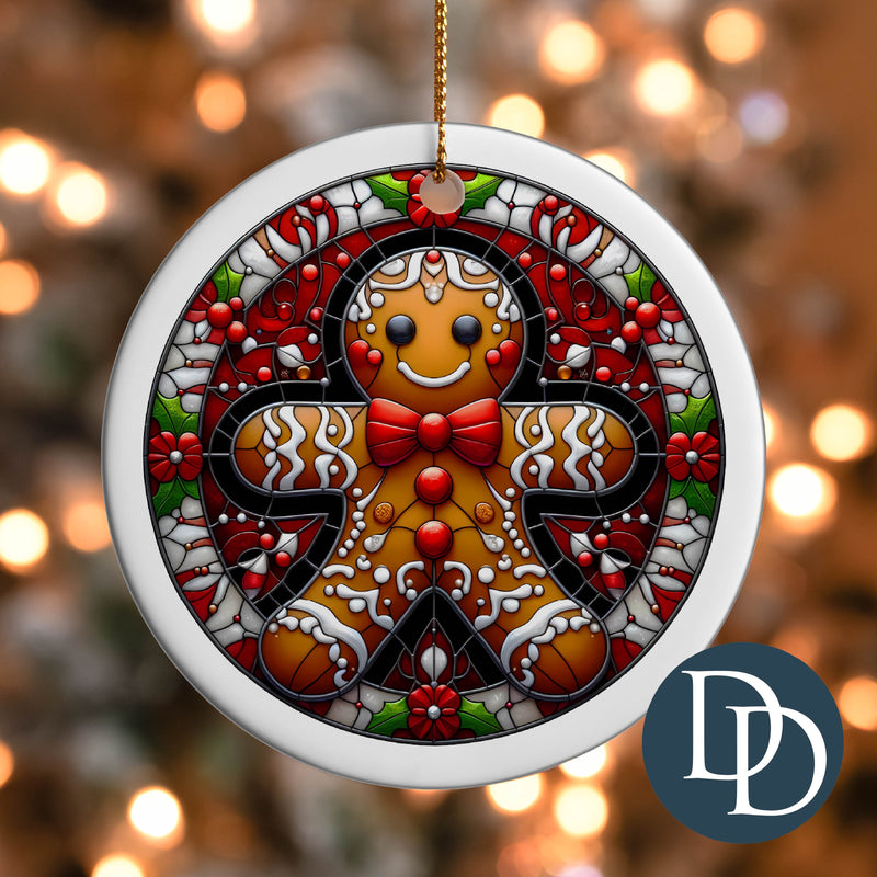 Gingerbread Man Stained Glass *UV DTF Ornament Decal*