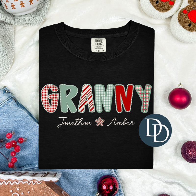 Gingham Christmas Personalized Family Names Semi-Custom *DTF Transfer*