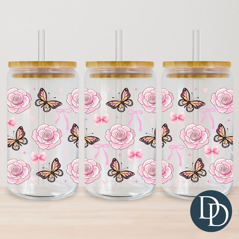 Girly Butterflies And Roses *UV DTF Cup Wrap*