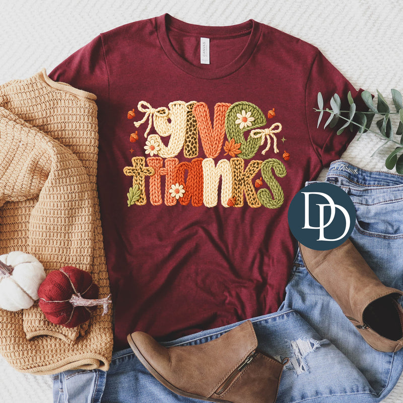 Give Thanks Faux Yarn *DTF Transfer