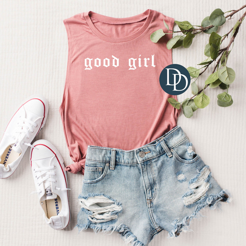 Good Girl Old English White Emo *DTF Transfer*