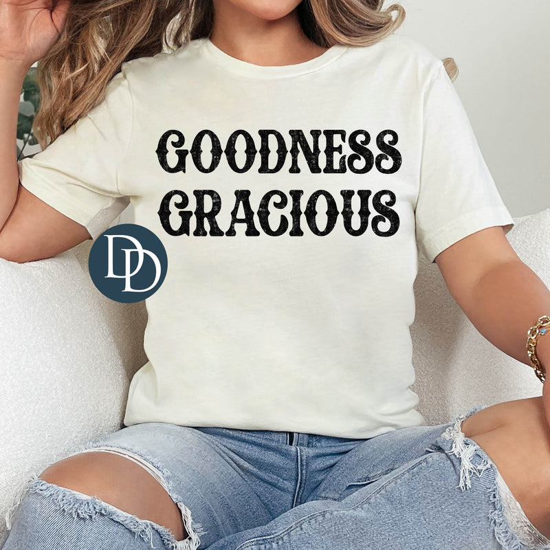 Goodness Gracious Curly with Hat Design (Black Ink) *Screen Print Transfer*