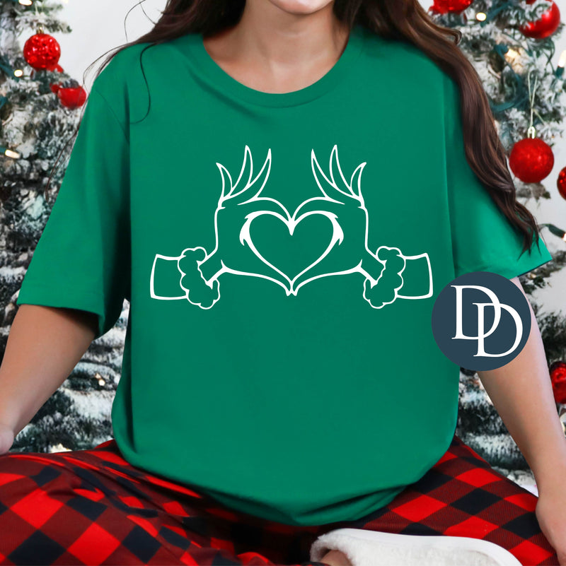 Grnch Heart Hands (White Ink) *Screen Print Transfer*