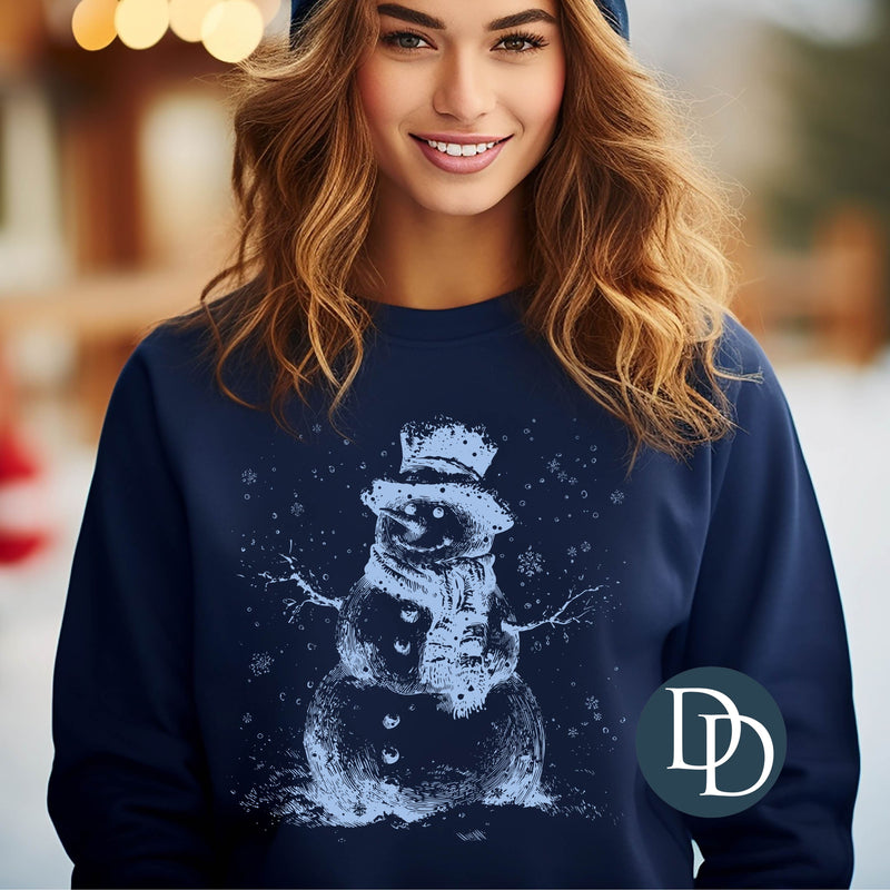 Happy Snowman (Light Blue Ink) *Screen Print Transfer*