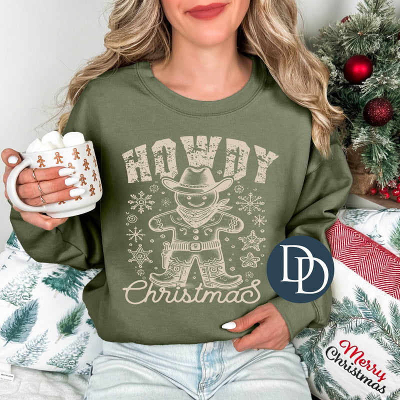 Howdy Christmas Gingerbread Man (Light Tan Ink) *Screen Print Transfer*