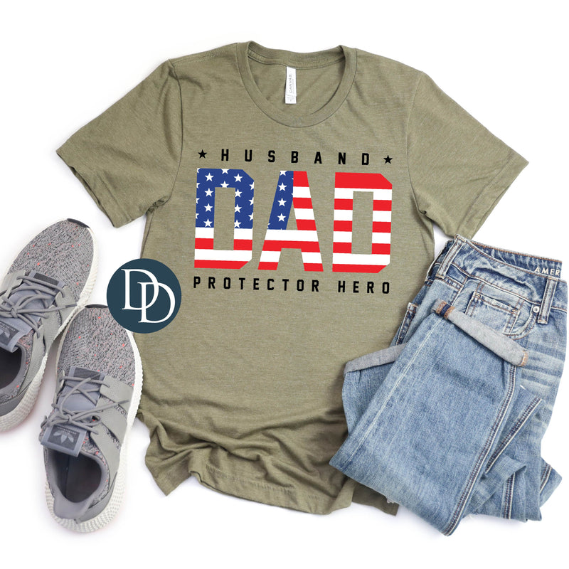 Husband Flag Dad Protector Hero *DTF Transfer*