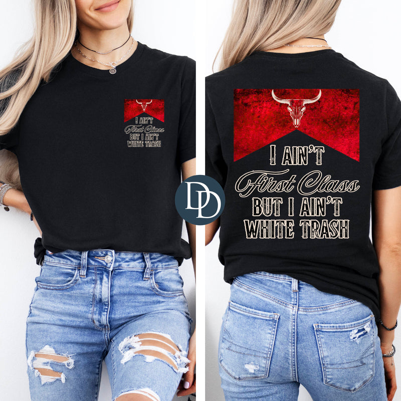 OVERSIZED I Ain't White Trash Bull Head with Pocket Print *DTF Transfer*