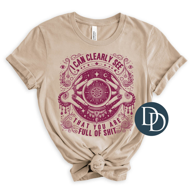 I Can Clearly See Crystal Ball (Burgundy Ink) *Screen Print Transfer*