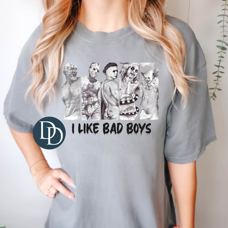 I Like Bad Boys Horror Friends Black Ink *DTF Transfer*