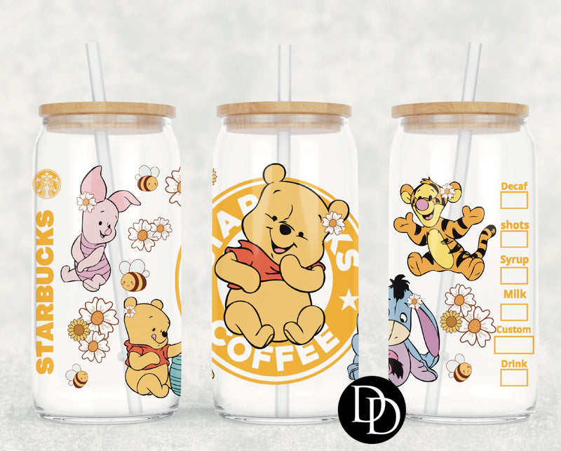 Yellow Bear Starbs UV DTF Cup Wrap