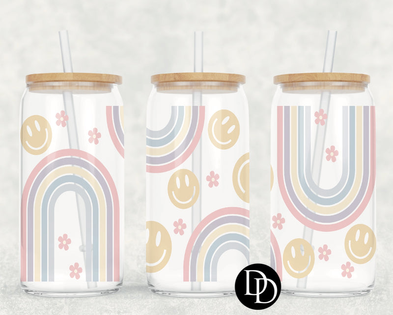 Retro Rainbows & Smiley Faces UV DTF Cup Wrap