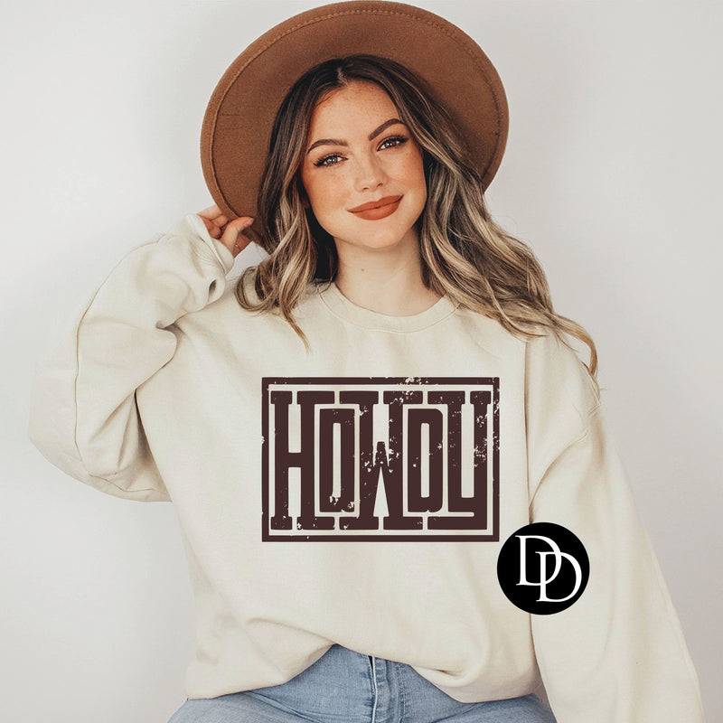 Howdy (Brown Ink)  *Screen Print Transfer*