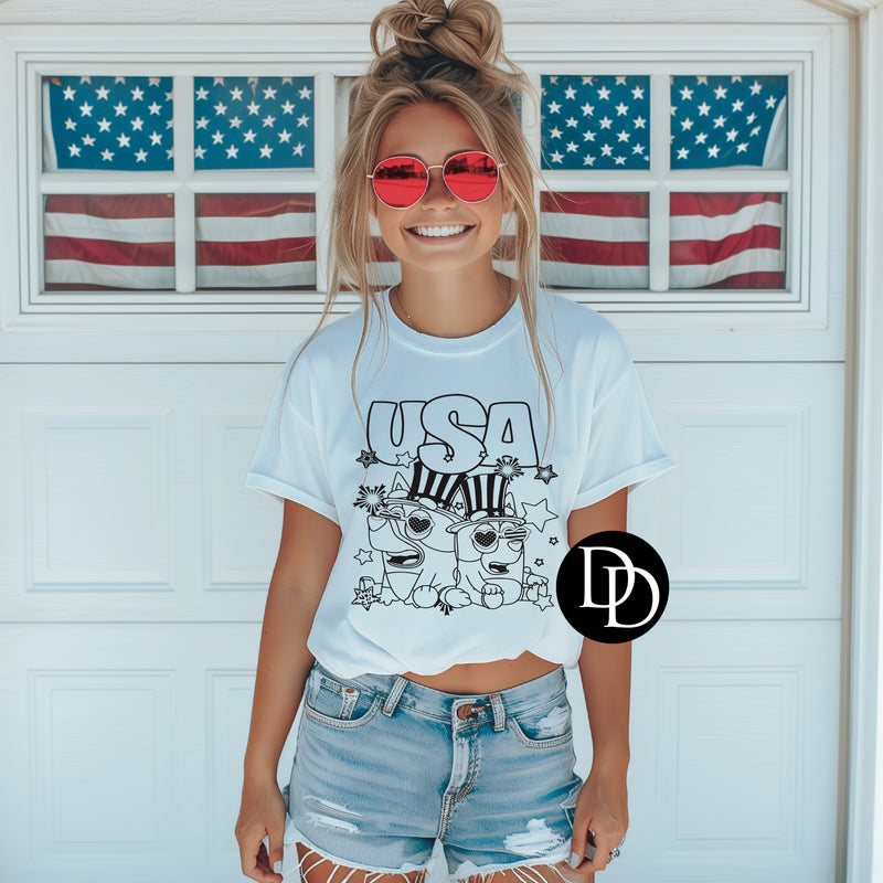 Blue Dog USA Adult (Black Ink) *Screen Print Transfer*