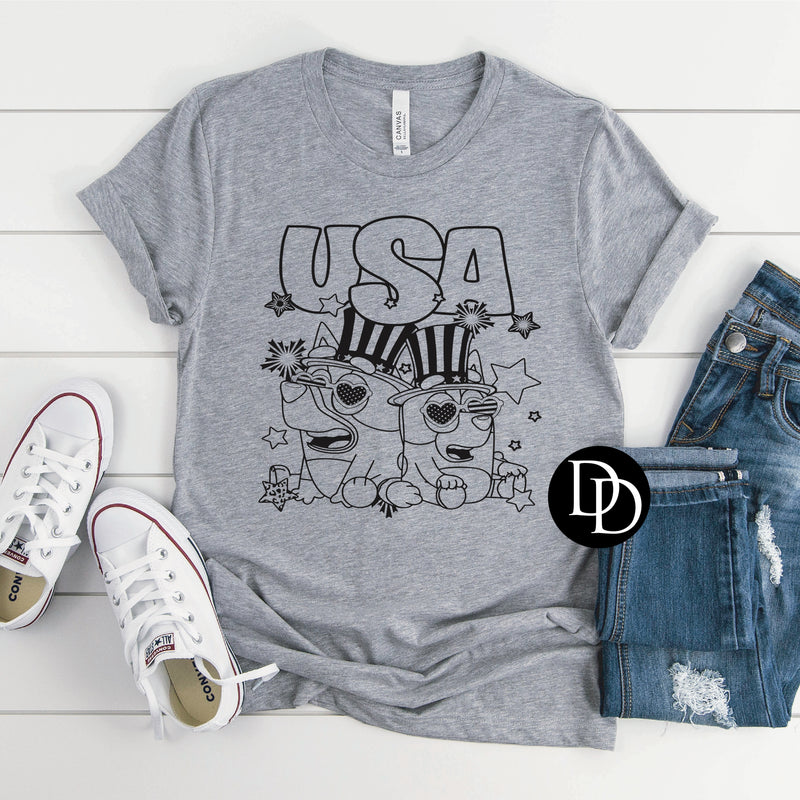 Blue Dog USA Adult (Black Ink) *Screen Print Transfer*