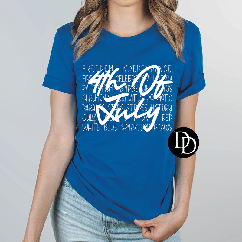 4th Of July Word Collage (White In *Screen Print Transfer*