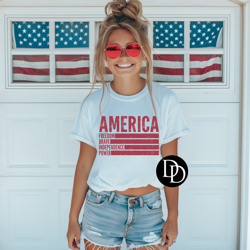 America Stripes (Red Ink) *Screen Print Transfer*