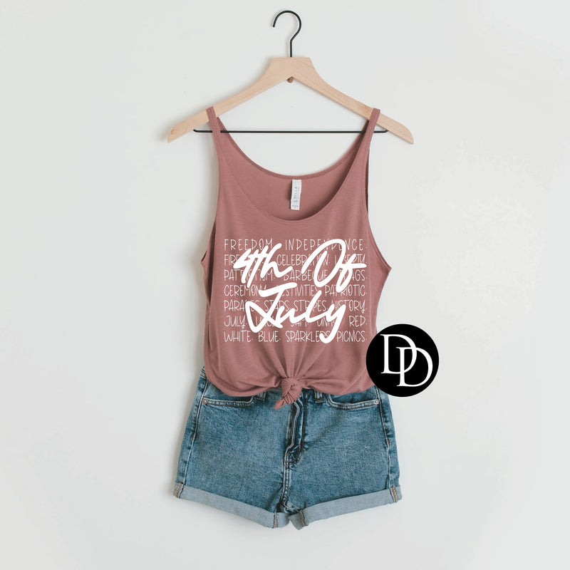 4th Of July Word Collage (White In *Screen Print Transfer*