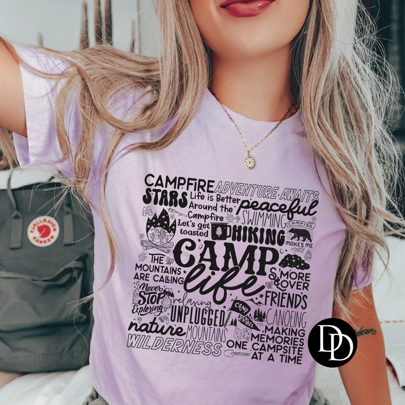 Camp Life Collage (Black Ink) *Screen Print Transfer*