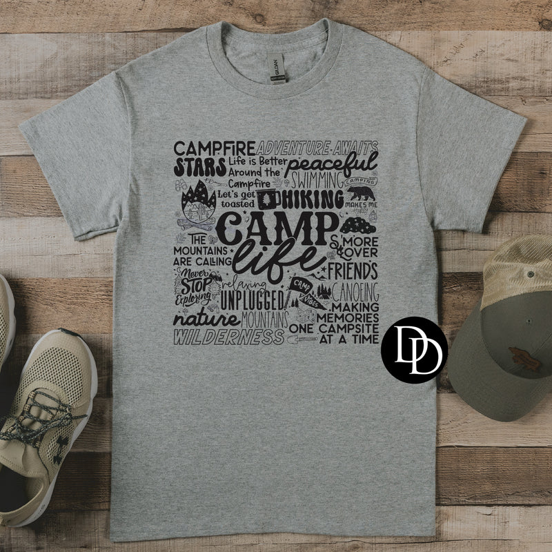 Camp Life Collage (Black Ink) *Screen Print Transfer*