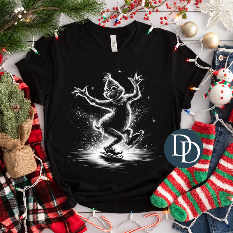 Ice Skating Grnch (White Ink) *Screen Print Transfer*