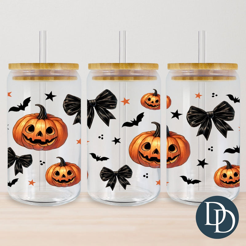 Jack-O-Lanterns And Black Bows *UV DTF Cup Wrap*