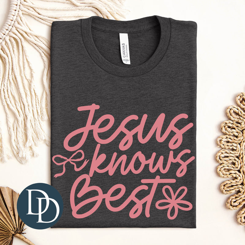 Jesus Knows Best Flower Bow (Dusty Rose Ink) *Screen Print Transfer*