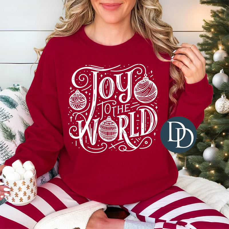 Joy To The World Ornaments (White Ink) *Screen Print Transfer*