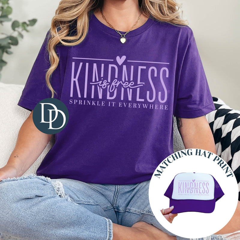 Kindness is Free with Hat Print (Lavender Ink) *Screen Print Transfer*