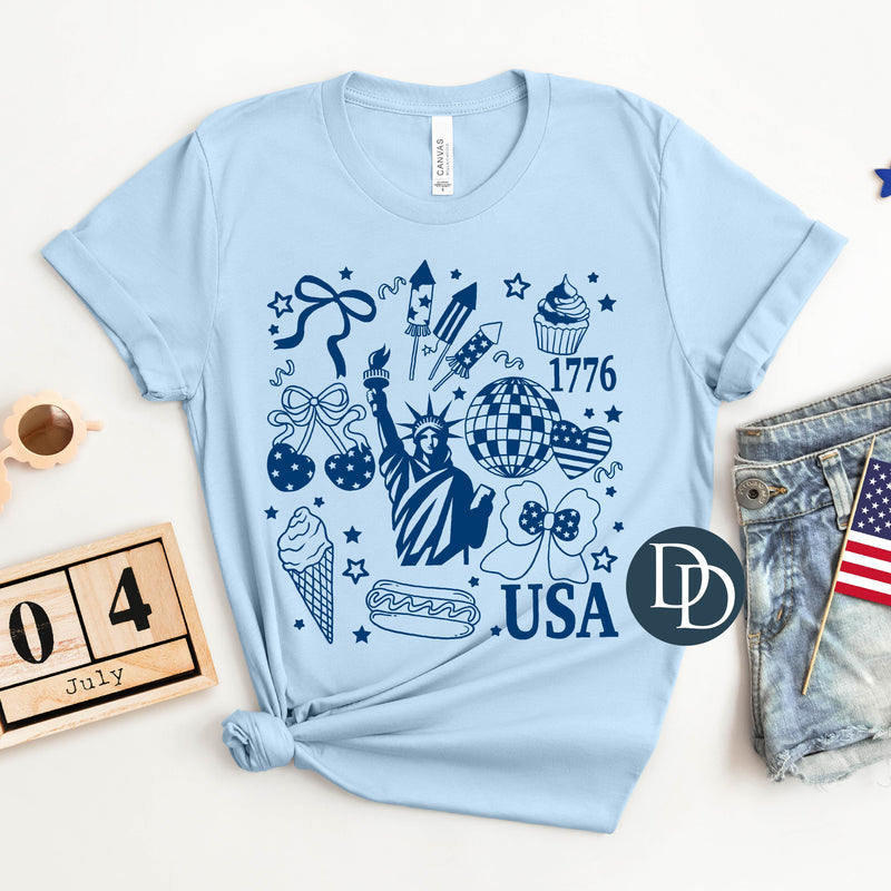 Lady Liberty Collage (Navy Ink) *Screen Print Transfer*