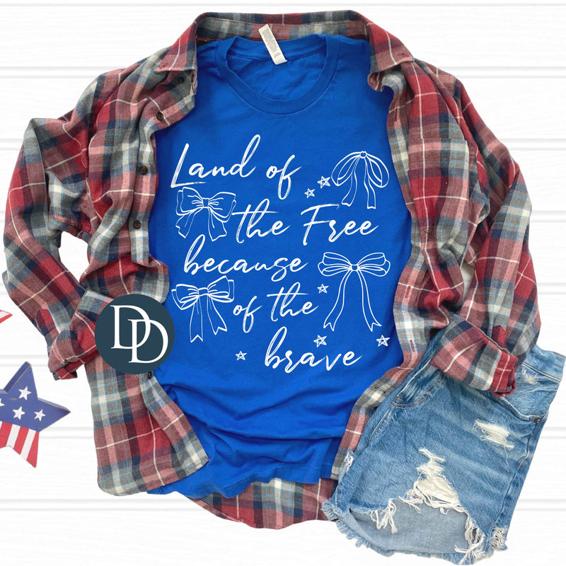 Land of the Free Brave Bow Star Collage (White Ink) *Screen Print Transfer*