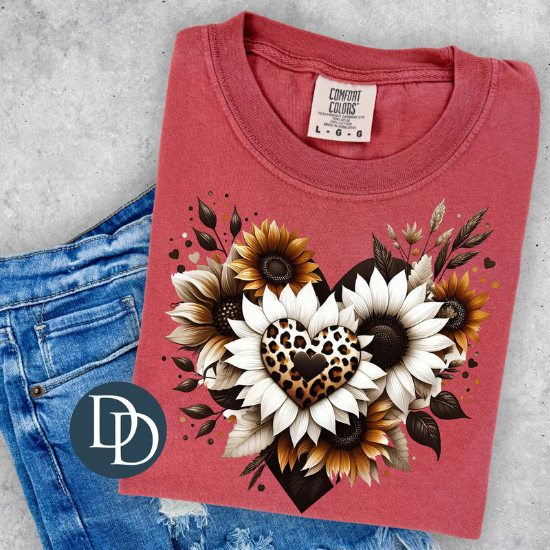 Leopard Floral Heart *DTF Transfer*