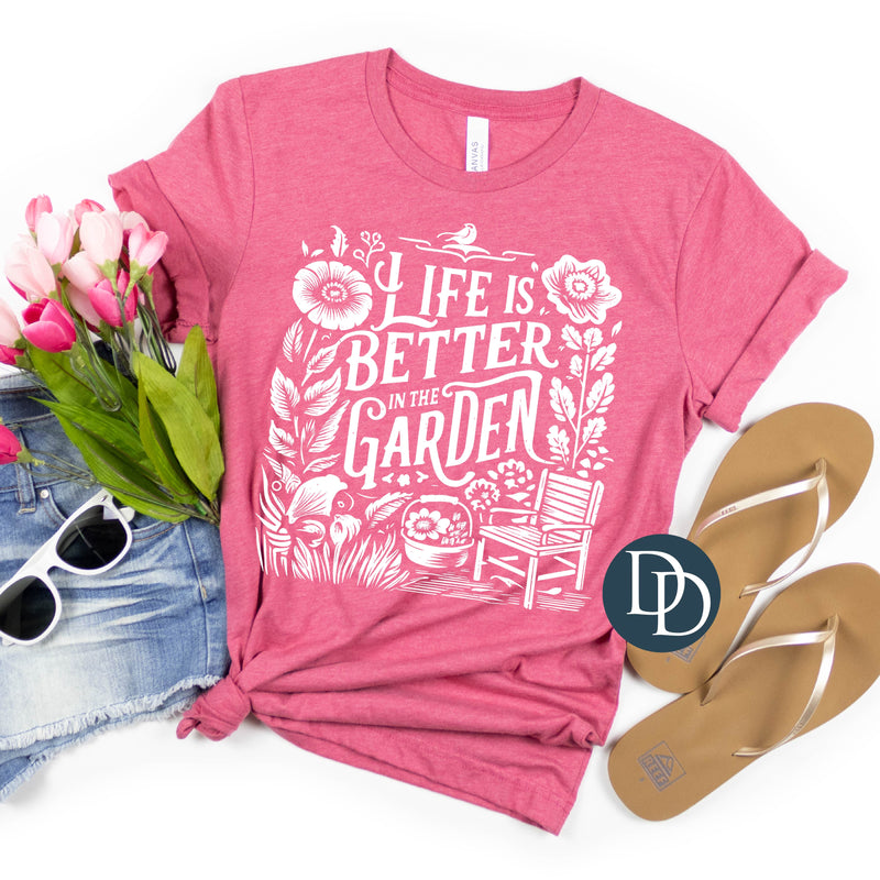 Life Is Better in the Garden Scene (White Ink) *Screen Print Transfer*