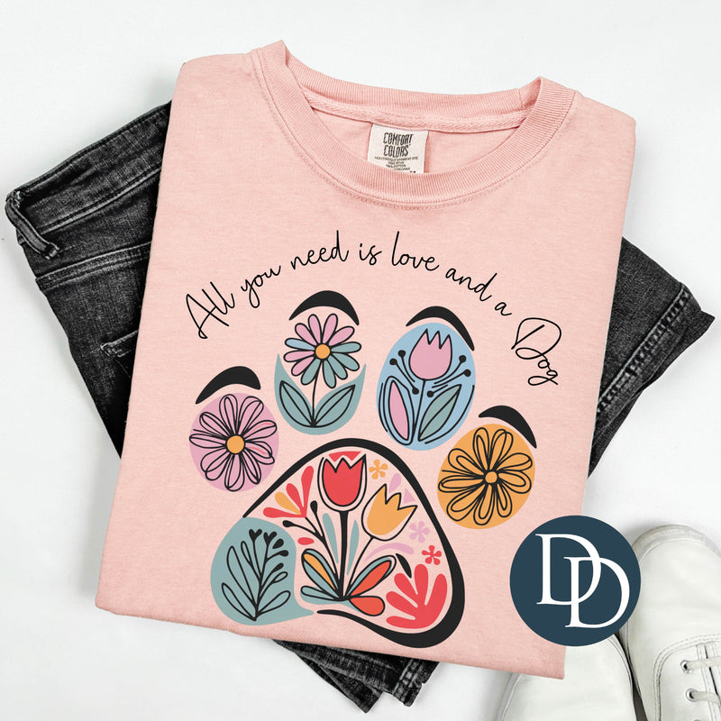 Love and a Dog Floral Print *DTF Transfer*