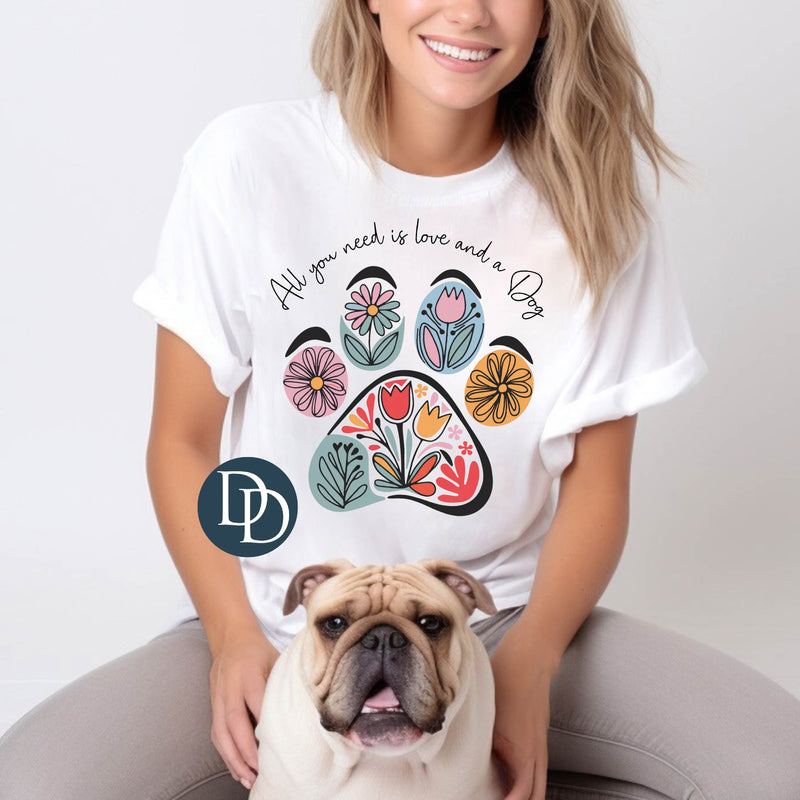 Love and a Dog Floral Print *DTF Transfer*