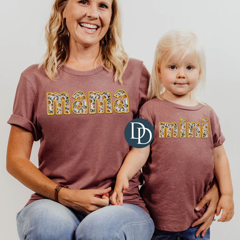 MAMA Daisy Yellow Faux Embroidery *DTF Transfer*