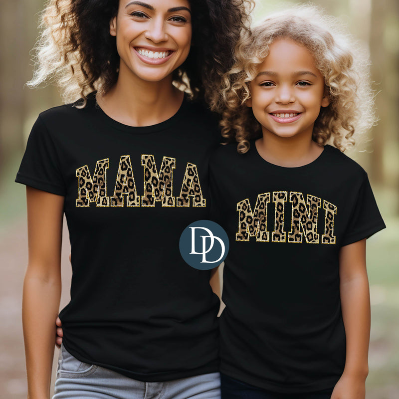 MAMA Faux Chenille Leopard Glitter *DTF Transfer*