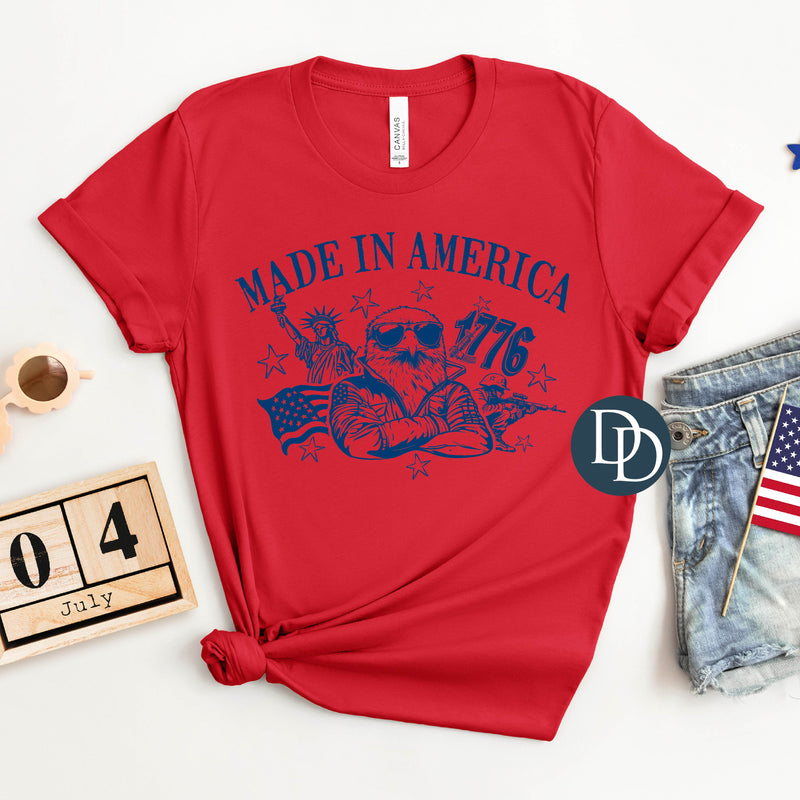 Made in America Cool Eagle Flag and Soldier (Navy Ink) *Screen Print Transfer*